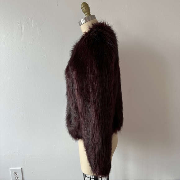 Burgundy Faux Fur Coat - Picture 2 of 6